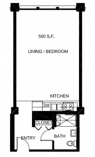 Floorplan for Apartment #P523, 0 bedroom unit at Halstead Providence